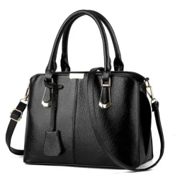 Women's Green Faux Leather Handbag – Elegant Structured Tote Bag with Gold Accents for Work, Travel & Everyday Use