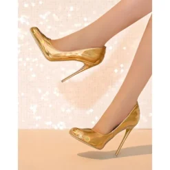 Women's Green Patent Leather High Heels – Shiny Stiletto Pumps with Pointed Toe for Christmas Parties and Nightlife Events