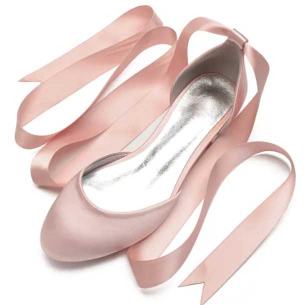 Women's Green Satin Ballet Flats with Long Ribbon Ties, Elegant and Comfortable Shoes for Weddings and Special Occasions