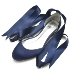 Women's Green Satin Ballet Flats with Long Ribbon Ties, Elegant and Comfortable Shoes for Weddings and Special Occasions