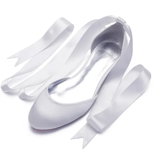 Women's Green Satin Ballet Flats with Long Ribbon Ties, Elegant and Comfortable Shoes for Weddings and Special Occasions