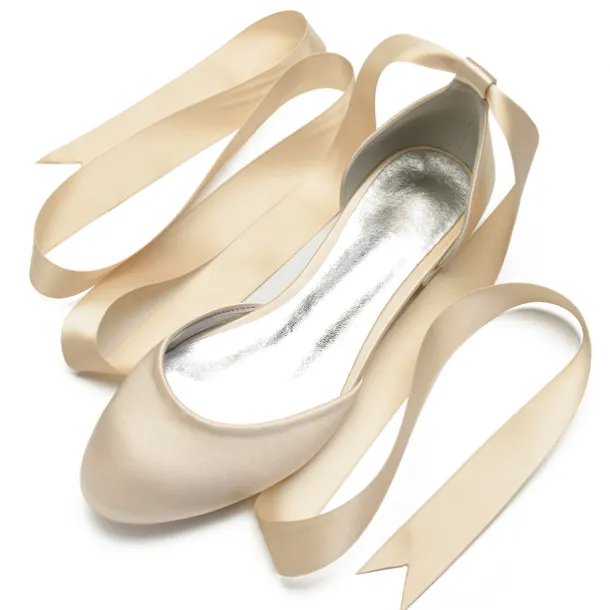 Women's Green Satin Ballet Flats with Long Ribbon Ties, Elegant and Comfortable Shoes for Weddings and Special Occasions