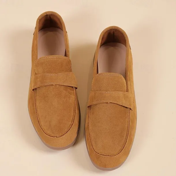 Women's Green Suede Loafers – Comfortable Slip-On Flat Shoes for Casual Wear, Walking & Daily Outfits