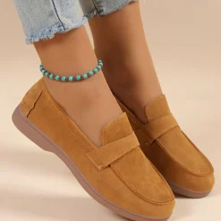 Women's Green Suede Loafers – Comfortable Slip-On Flat Shoes for Casual Wear, Walking & Daily Outfits