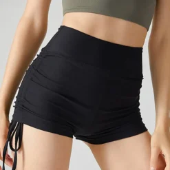 Women's Gym Shorts Yoga Shorts Workout Shorts Drawstring High Waist Yoga Gym Workout Pilates Shorts Black Blue Brown Sports Activewear Stretchy Slim