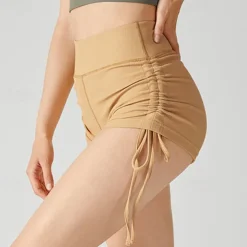 Women's Gym Shorts Yoga Shorts Workout Shorts Drawstring High Waist Yoga Gym Workout Pilates Shorts Black Blue Brown Sports Activewear Stretchy Slim