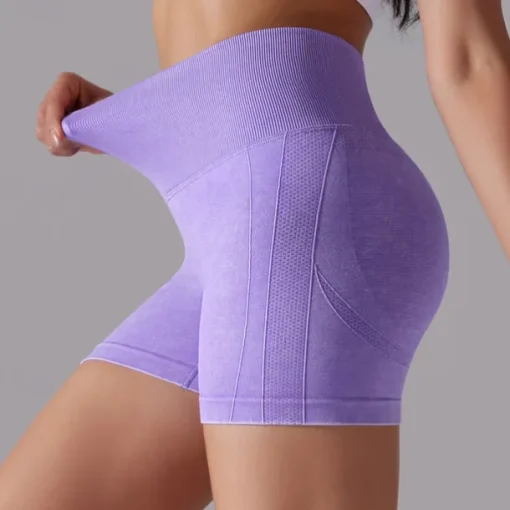 Women's Gym Shorts Yoga Shorts Workout Shorts High Waist Yoga Gym Workout Pilates Shorts Dark Grey Sky Blue Purple Sports Activewear Stretchy Slim