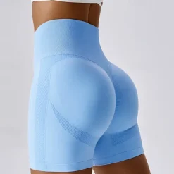 Women's Gym Shorts Yoga Shorts Workout Shorts Elastic Waistband High Waist Yoga Gym Workout Pilates Shorts Black Blue Light Purple Sports Activewear Stretchy Slim