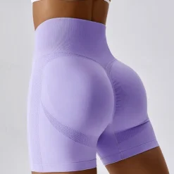 Women's Gym Shorts Yoga Shorts Workout Shorts Elastic Waistband High Waist Yoga Gym Workout Pilates Shorts Black Blue Light Purple Sports Activewear Stretchy Slim