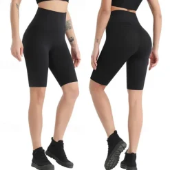 Women's Gym Shorts Yoga Shorts Workout Shorts High Waist Yoga Gym Workout Pilates Capri Leggings Black Fuchsia Orange Sports Activewear Stretchy Slim