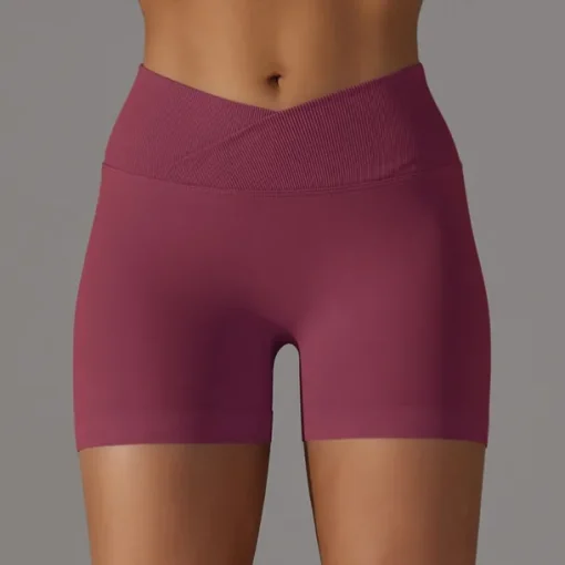Women's Gym Shorts Yoga Shorts Workout Shorts Criss Cross Waist High Waist Yoga Gym Workout Pilates Shorts Black Army Green Red Sports Activewear Stretchy Slim