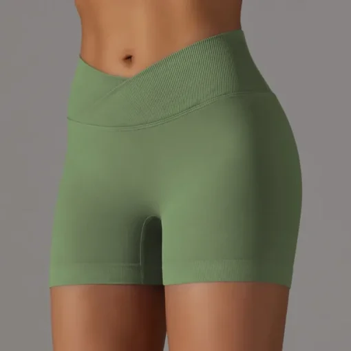 Women's Gym Shorts Yoga Shorts Workout Shorts Criss Cross Waist High Waist Yoga Gym Workout Pilates Shorts Black Army Green Red Sports Activewear Stretchy Slim