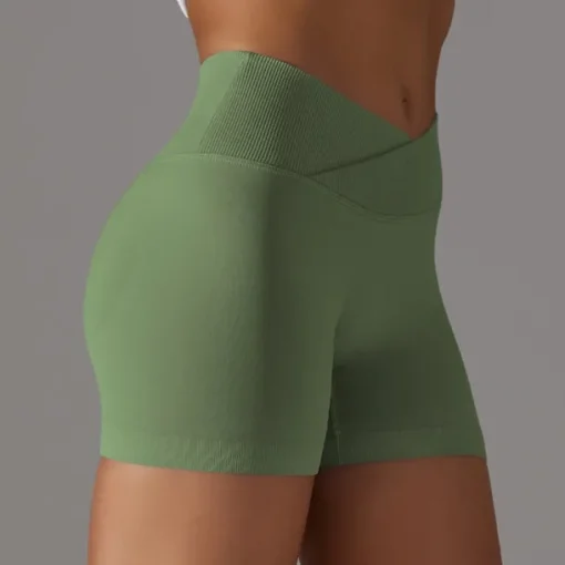 Women's Gym Shorts Yoga Shorts Workout Shorts Criss Cross Waist High Waist Yoga Gym Workout Pilates Shorts Black Army Green Red Sports Activewear Stretchy Slim