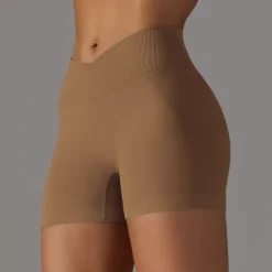 Women's Gym Shorts Yoga Shorts Workout Shorts Criss Cross Waist High Waist Yoga Gym Workout Pilates Shorts Black Army Green Red Sports Activewear Stretchy Slim
