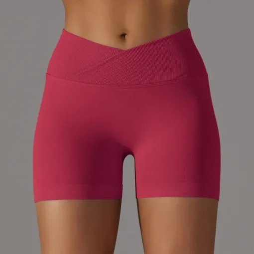 Women's Gym Shorts Yoga Shorts Workout Shorts Criss Cross Waist High Waist Yoga Gym Workout Pilates Shorts Black Army Green Red Sports Activewear Stretchy Slim