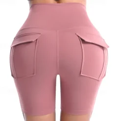 Women's Gym Shorts Yoga Shorts Workout Shorts Multiple Pockets High Waist Yoga Gym Workout Pilates Shorts Black Pink Army Green Sports Activewear Stretchy Slim