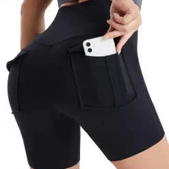 Women's Gym Shorts Yoga Shorts Workout Shorts Multiple Pockets High Waist Yoga Gym Workout Pilates Shorts Black Pink Army Green Sports Activewear Stretchy Slim