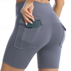 Women's Gym Shorts Yoga Shorts Workout Shorts Multiple Pockets High Waist Yoga Gym Workout Pilates Shorts Black Pink Army Green Sports Activewear Stretchy Slim