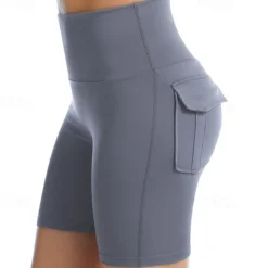 Women's Gym Shorts Yoga Shorts Workout Shorts Multiple Pockets High Waist Yoga Gym Workout Pilates Shorts Black Pink Army Green Sports Activewear Stretchy Slim