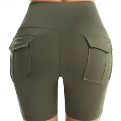 Women's Gym Shorts Yoga Shorts Workout Shorts Multiple Pockets High Waist Yoga Gym Workout Pilates Shorts Black Pink Army Green Sports Activewear Stretchy Slim