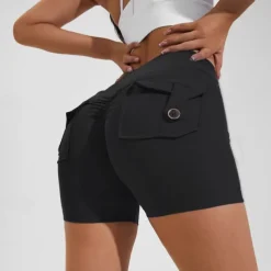 Women's Gym Shorts Yoga Shorts Workout Shorts Pocket High Waist Yoga Gym Workout Pilates Shorts Black Royal Blue Green Sports Activewear Stretchy Slim