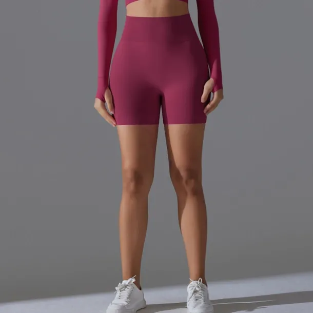 Women's Gym Shorts Yoga Shorts Workout Shorts Elastic Waistband High Waist Yoga Gym Workout Pilates Shorts Black Red Burgundy Sports Activewear Stretchy Slim