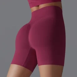 Women's Gym Shorts Yoga Shorts Workout Shorts Elastic Waistband High Waist Yoga Gym Workout Pilates Shorts Black Red Burgundy Sports Activewear Stretchy Slim