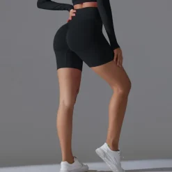 Women's Gym Shorts Yoga Shorts Workout Shorts Elastic Waistband High Waist Yoga Gym Workout Pilates Shorts Black Red Burgundy Sports Activewear Stretchy Slim