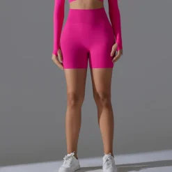 Women's Gym Shorts Yoga Shorts Workout Shorts Elastic Waistband High Waist Yoga Gym Workout Pilates Shorts Black Red Burgundy Sports Activewear Stretchy Slim