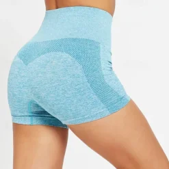Women's Gym Shorts Yoga Shorts Workout Shorts High Waist Yoga Gym Workout Pilates Shorts Black Blue Sky Blue Sports Activewear Stretchy Slim