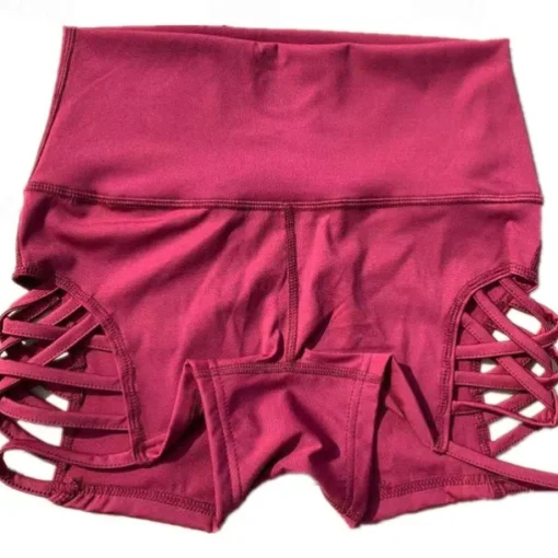 Women's Gym Shorts Yoga Shorts Workout Shorts Cut Out High Waist Yoga Gym Workout Pilates Shorts Black Burgundy Dark Blue Sports Activewear Stretchy Slim