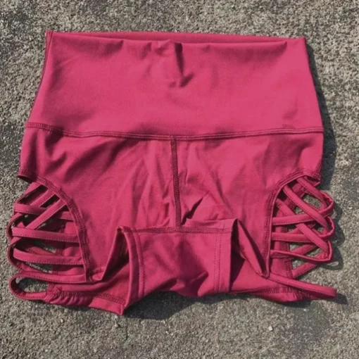 Women's Gym Shorts Yoga Shorts Workout Shorts Cut Out High Waist Yoga Gym Workout Pilates Shorts Black Burgundy Dark Blue Sports Activewear Stretchy Slim