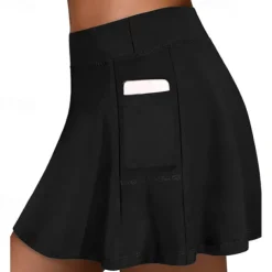 Women's Gym Shorts Yoga Skirt Workout Shorts 2 in 1 Elastic Waistband High Waist Yoga Gym Workout Pilates Shorts Black Pink Blue Sports Activewear Stretchy Slim