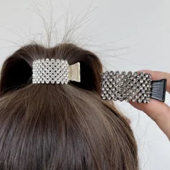 Women's Hair Clip For Daily Classic Crystal Alloy Crown Rhinestone Grabber Pearl Rhinestone Grabber Crown Black Diamond Hair Clip