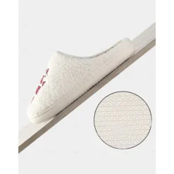 Women's Halloween Ghost Face Fuzzy Slippers - Cozy Embroidered Horror House Shoes with 