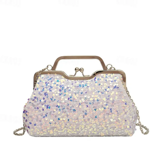 Women's Handbag Evening Bag Clutch Bags Synthetic Party Bridal Shower Wedding Party Sequin Large Capacity Anti-Dust Solid Color White Pink Blue