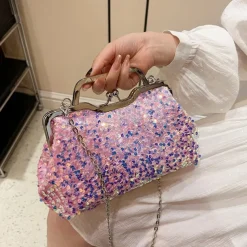 Women's Handbag Evening Bag Clutch Bags Synthetic Party Bridal Shower Wedding Party Sequin Large Capacity Anti-Dust Solid Color White Pink Blue