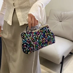 Women's Handbag Evening Bag Clutch Bags Synthetic Party Bridal Shower Wedding Party Sequin Large Capacity Anti-Dust Solid Color White Pink Blue