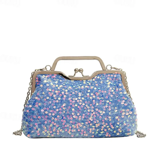 Women's Handbag Evening Bag Clutch Bags Synthetic Party Bridal Shower Wedding Party Sequin Large Capacity Anti-Dust Solid Color White Pink Blue