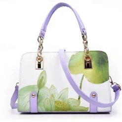Women's Handbag PU Leather Office Daily Large Capacity Anti-Dust Geometric Flower Wine Black Red