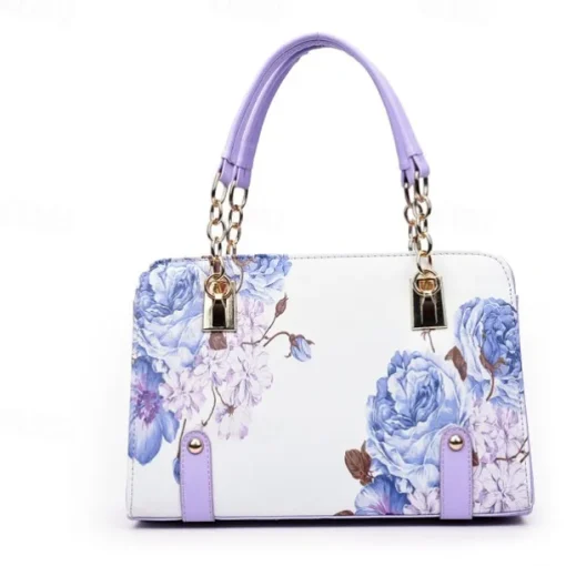 Women's Handbag PU Leather Office Daily Large Capacity Anti-Dust Geometric Flower Wine Black Red