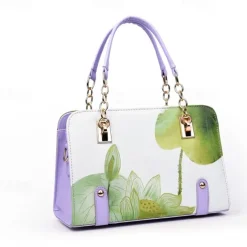 Women's Handbag PU Leather Office Daily Large Capacity Anti-Dust Geometric Flower Wine Black Red
