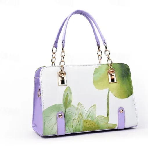 Women's Handbag PU Leather Office Daily Large Capacity Anti-Dust Geometric Flower Wine Black Red