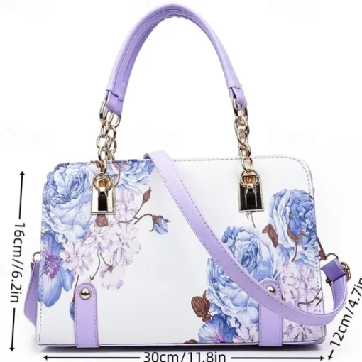 Women's Handbag PU Leather Office Daily Large Capacity Anti-Dust Geometric Flower Wine Black Red