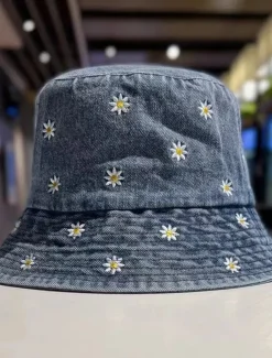 Women's Hat Bucket Hat Sun Hat Portable Sun Protection Outdoor Daily Weekend Embroidery Daisy
