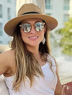 Women's Hat Straw Hat Sun Hat Portable Windproof Breathable Street Daily Weekend Splice Pure Color
