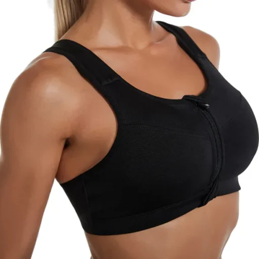 Women's High Support Sports Bra Running Bra Wirefree Zip Front Bra Top Padded Yoga Gym Workout Running High Impact Breathable Quick Dry Spandex Black Blue Purple Solid Colored Home Outfits