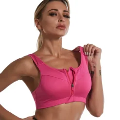 Women's High Support Sports Bra Running Bra Wirefree Zip Front Bra Top Padded Yoga Gym Workout Running High Impact Breathable Quick Dry Spandex Black Blue Purple Solid Colored Home Outfits