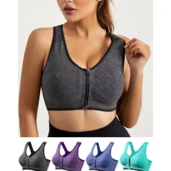 Women's High Support Sports Bra Running Bra Seamless Racerback Bra Top Padded Yoga Fitness Gym Workout Breathable Shockproof Sweat wicking Black White Pink Solid Colored Home Outfits