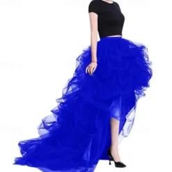 Women's High Waist High Low Layered Tulle Floor Length Spectial Occasion Skirt Retro Vintage Punk Gothic Halloween Party Wedding Carnival